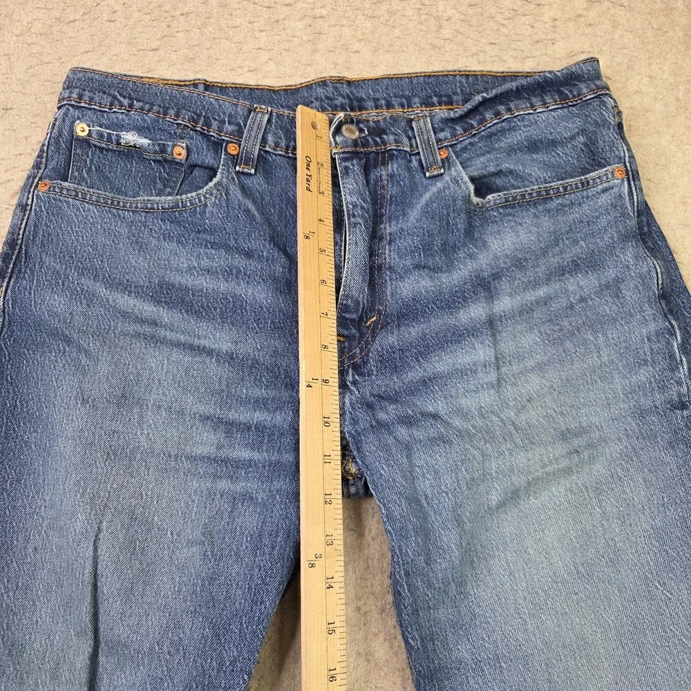 Levi's 502 Tapered Jeans 36x34 Dark Wash Stretch Denim Regular Taper Distressed